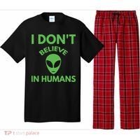 I Don't Believe In Humans Funny Alien Scifi Pajama Set thumb 0