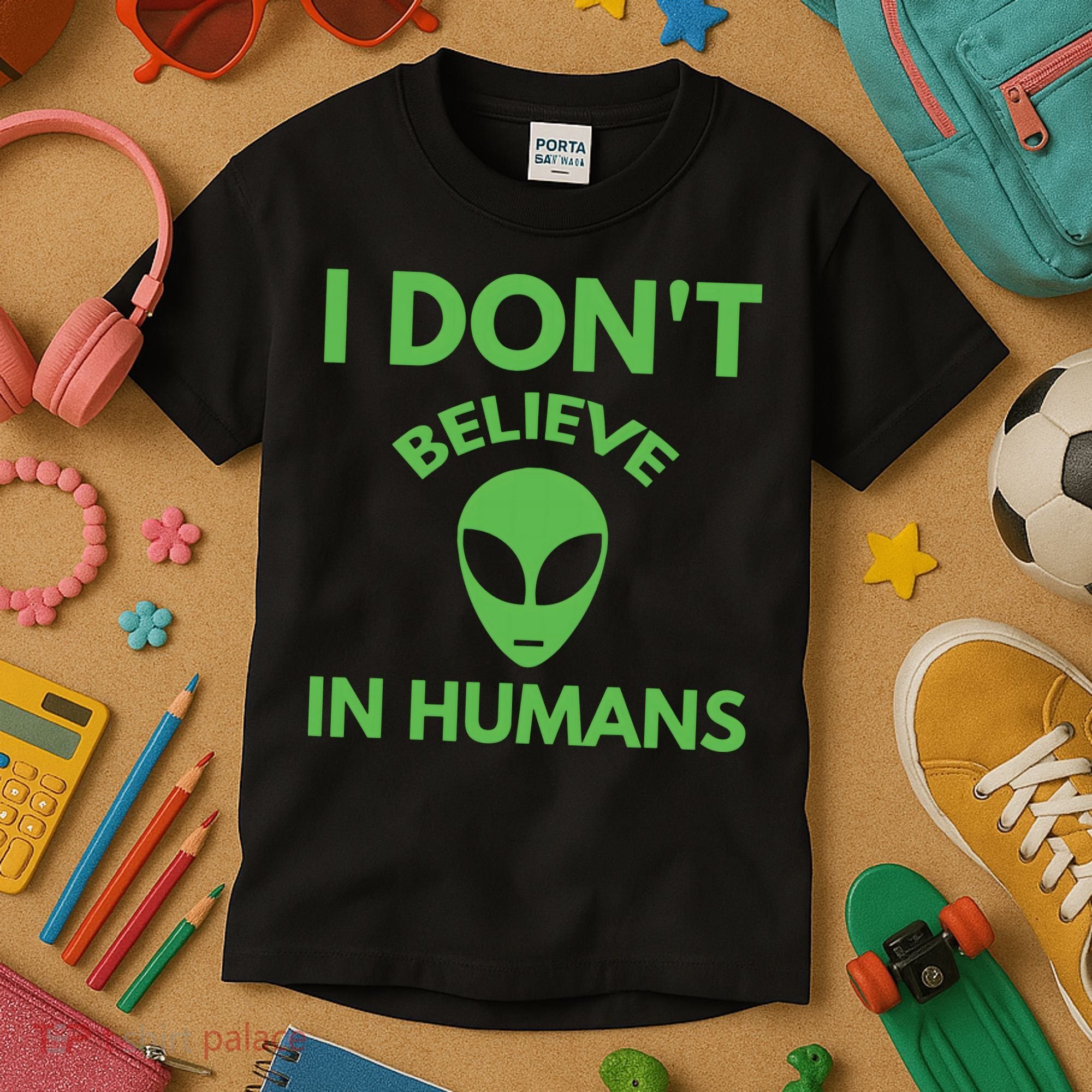 I Don't Believe In Humans Funny Alien Scifi Kids T-Shirt