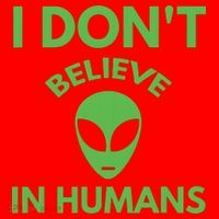 I Don't Believe In Humans Funny Alien Scifi Santa Hat thumb 1