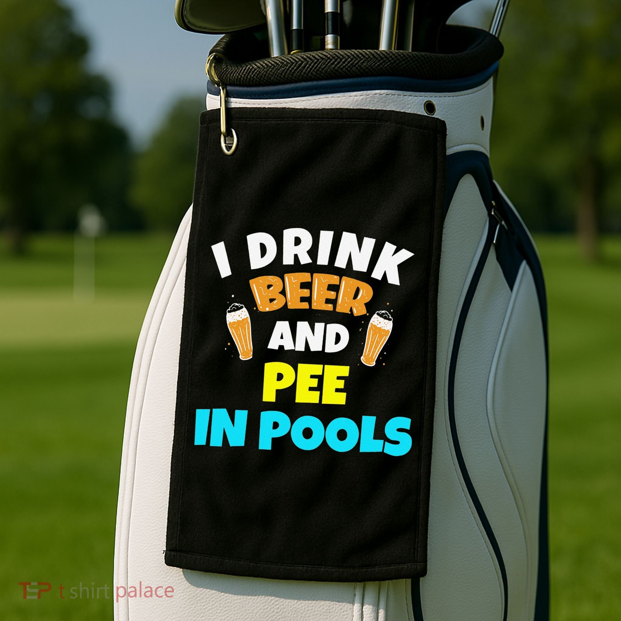 I Drink Beer And Pee in Pools Lake River Gifts Golf Towel