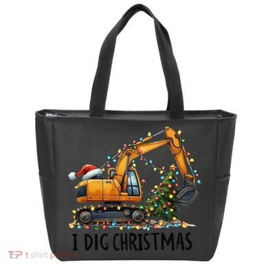 I Dig Christmas Excavator Construction Truck Digging Xmas Tote Bag