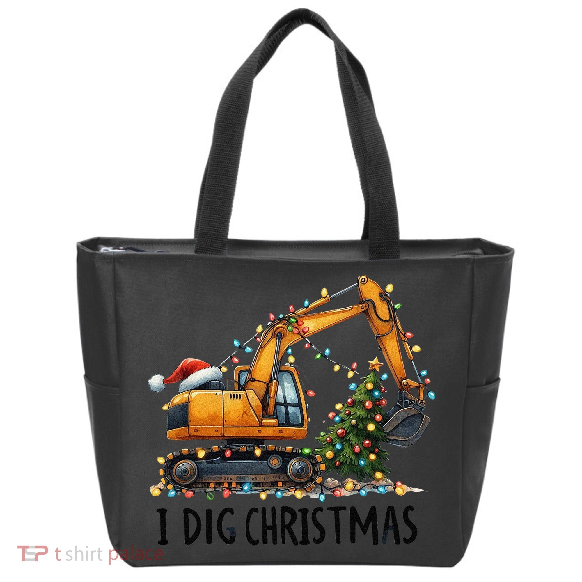 I Dig Christmas Excavator Construction Truck Digging Xmas Tote Bag