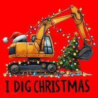 I Dig Christmas Excavator Construction Truck Digging Xmas Santa Hat thumb 1