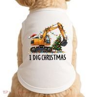 I Dig Christmas Excavator Construction Truck Digging Xmas Doggie Tank thumb 0