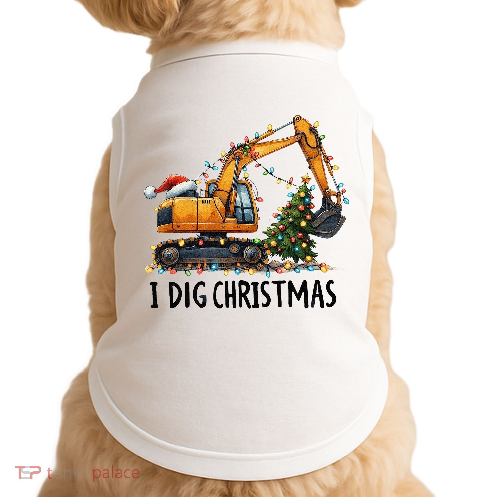 I Dig Christmas Excavator Construction Truck Digging Xmas Doggie Tank