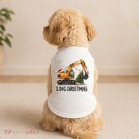I Dig Christmas Excavator Construction Truck Digging Xmas Doggie Tank thumb 2