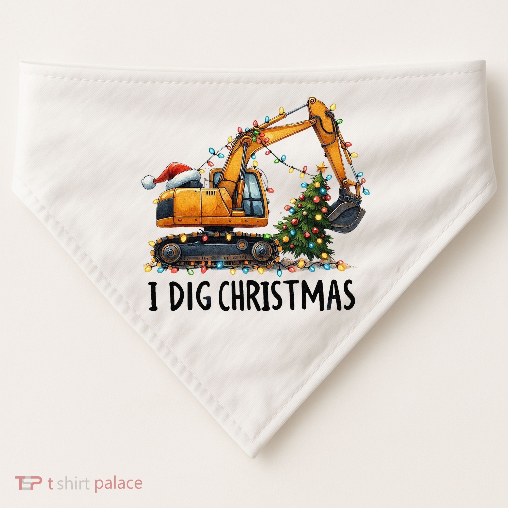 I Dig Christmas Excavator Construction Truck Digging Xmas USA-Made Doggie Bandana