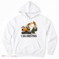 I Dig Christmas Excavator Construction Truck Digging Xmas Hoodie thumb 0