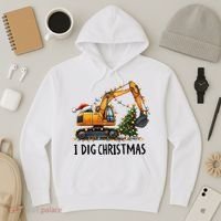 I Dig Christmas Excavator Construction Truck Digging Xmas Hoodie thumb 3