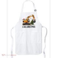 I Dig Christmas Excavator Construction Truck Digging Xmas Apron thumb 0