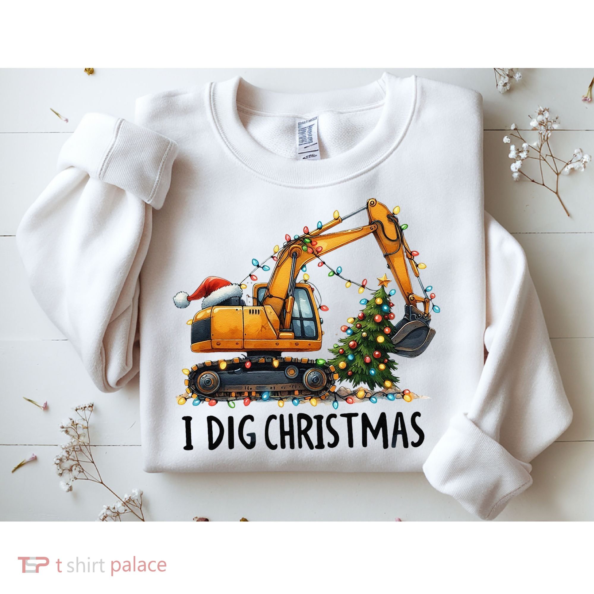 I Dig Christmas Excavator Construction Truck Digging Xmas Sweatshirt