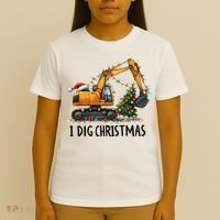 I Dig Christmas Excavator Construction Truck Digging Xmas T-Shirt thumb 4