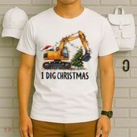 I Dig Christmas Excavator Construction Truck Digging Xmas T-Shirt thumb 6