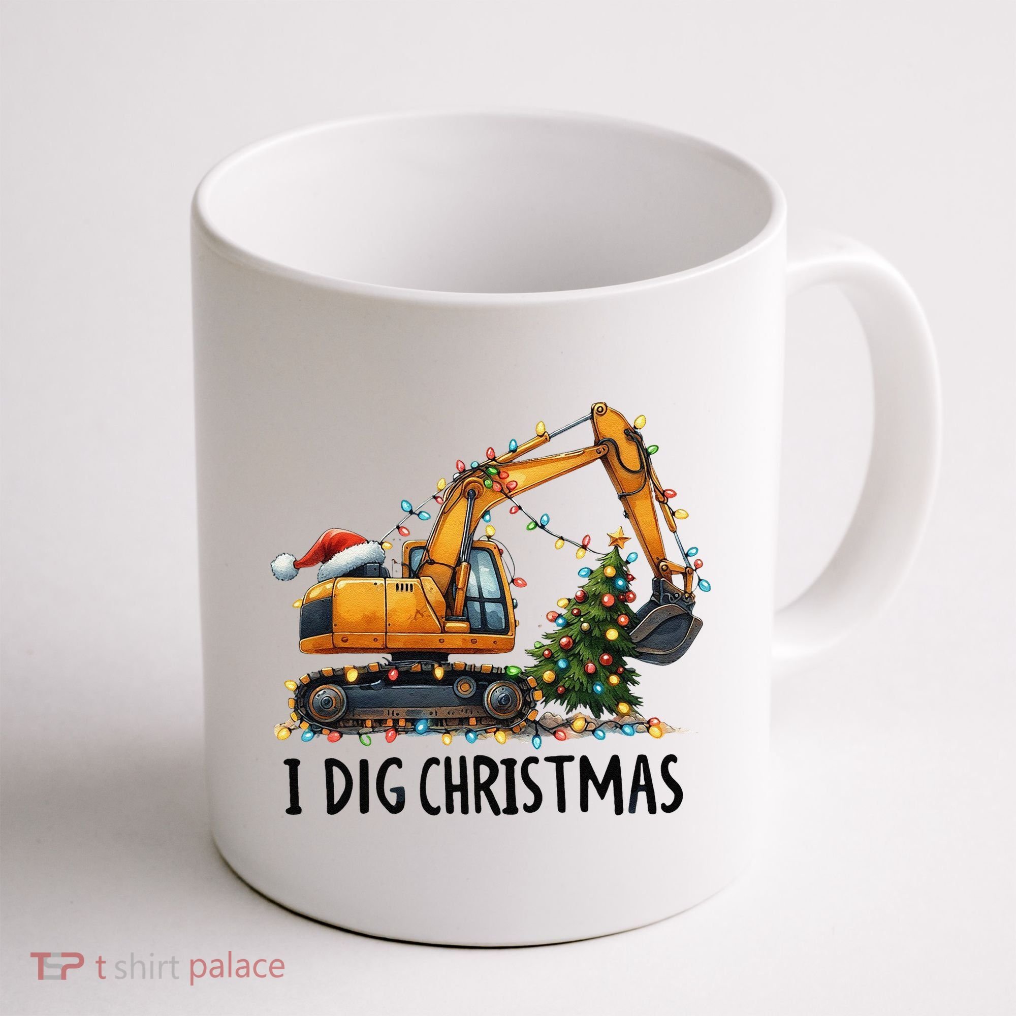 I Dig Christmas Excavator Construction Truck Digging Xmas Coffee Mug