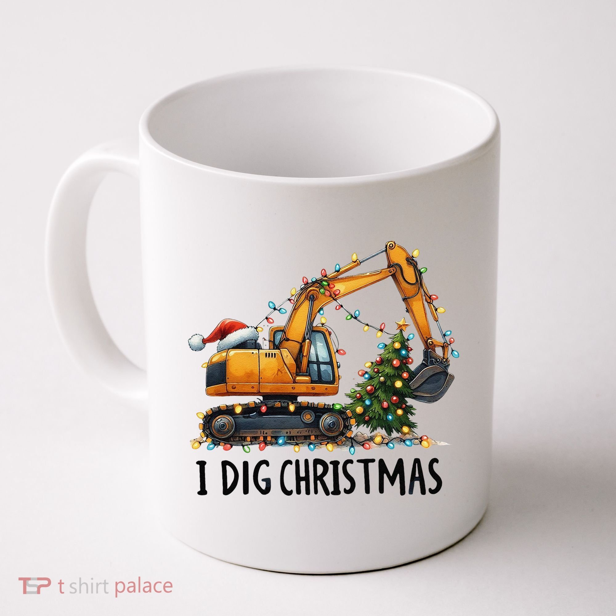 I Dig Christmas Excavator Construction Truck Digging Xmas Coffee Mug
