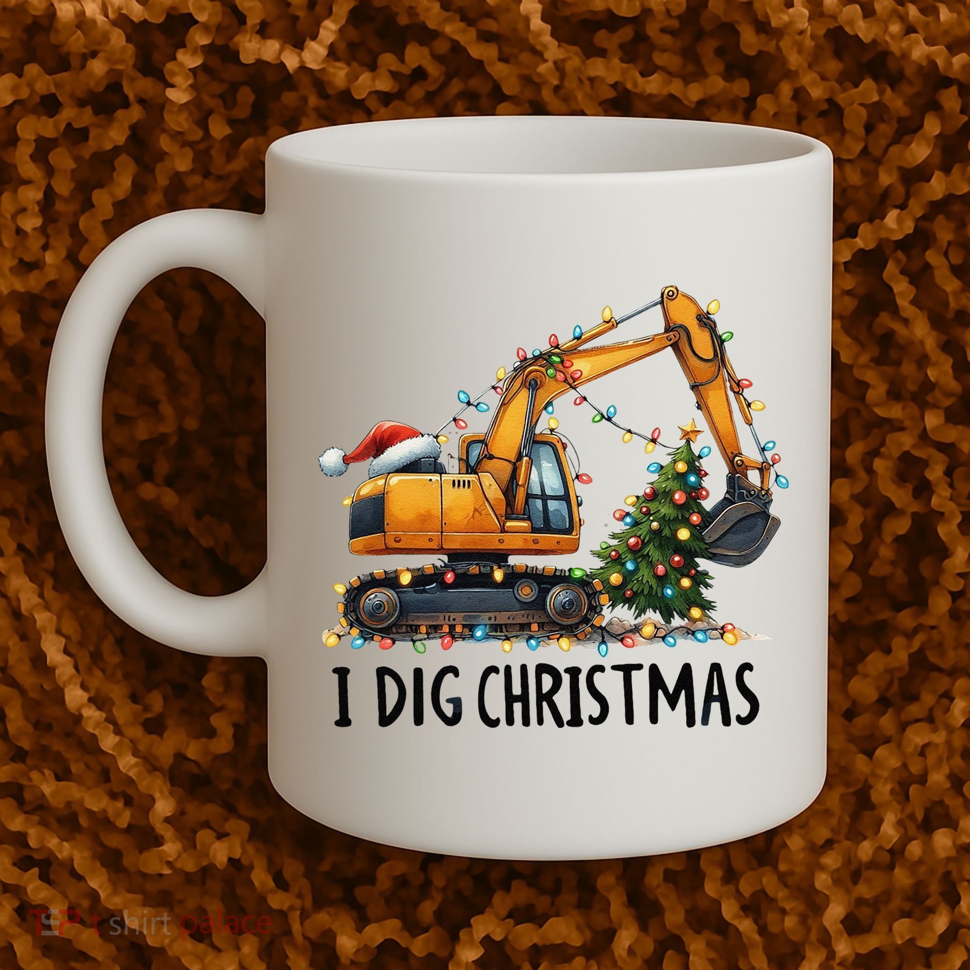 I Dig Christmas Excavator Construction Truck Digging Xmas Coffee Mug