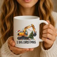 I Dig Christmas Excavator Construction Truck Digging Xmas Coffee Mug thumb 3