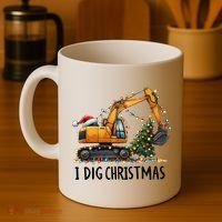 I Dig Christmas Excavator Construction Truck Digging Xmas Coffee Mug thumb 4