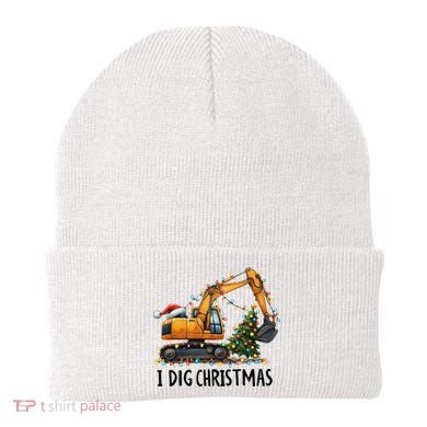 I Dig Christmas Excavator Construction Truck Digging Xmas Beanie