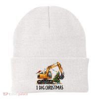 I Dig Christmas Excavator Construction Truck Digging Xmas Beanie thumb 0