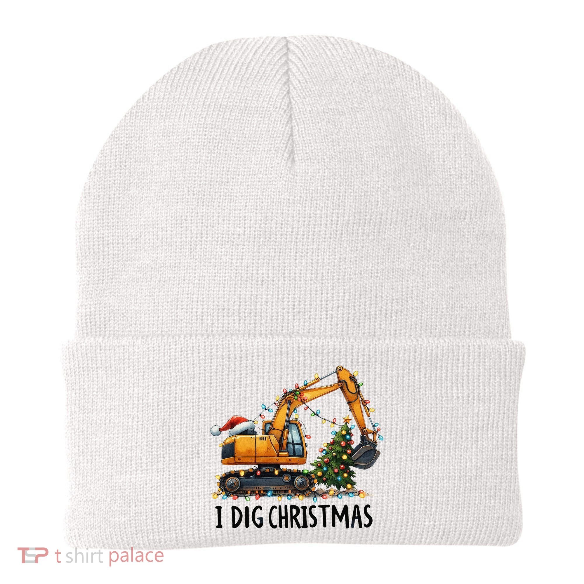 I Dig Christmas Excavator Construction Truck Digging Xmas Beanie