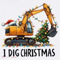 I Dig Christmas Excavator Construction Truck Digging Xmas Polo thumb 3