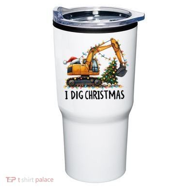 I Dig Christmas Excavator Construction Truck Digging Xmas Tumbler