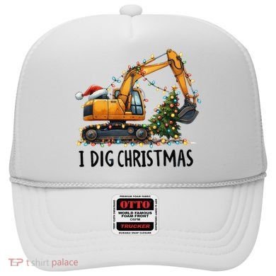 I Dig Christmas Excavator Construction Truck Digging Xmas Hat