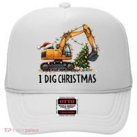 I Dig Christmas Excavator Construction Truck Digging Xmas Hat thumb 0