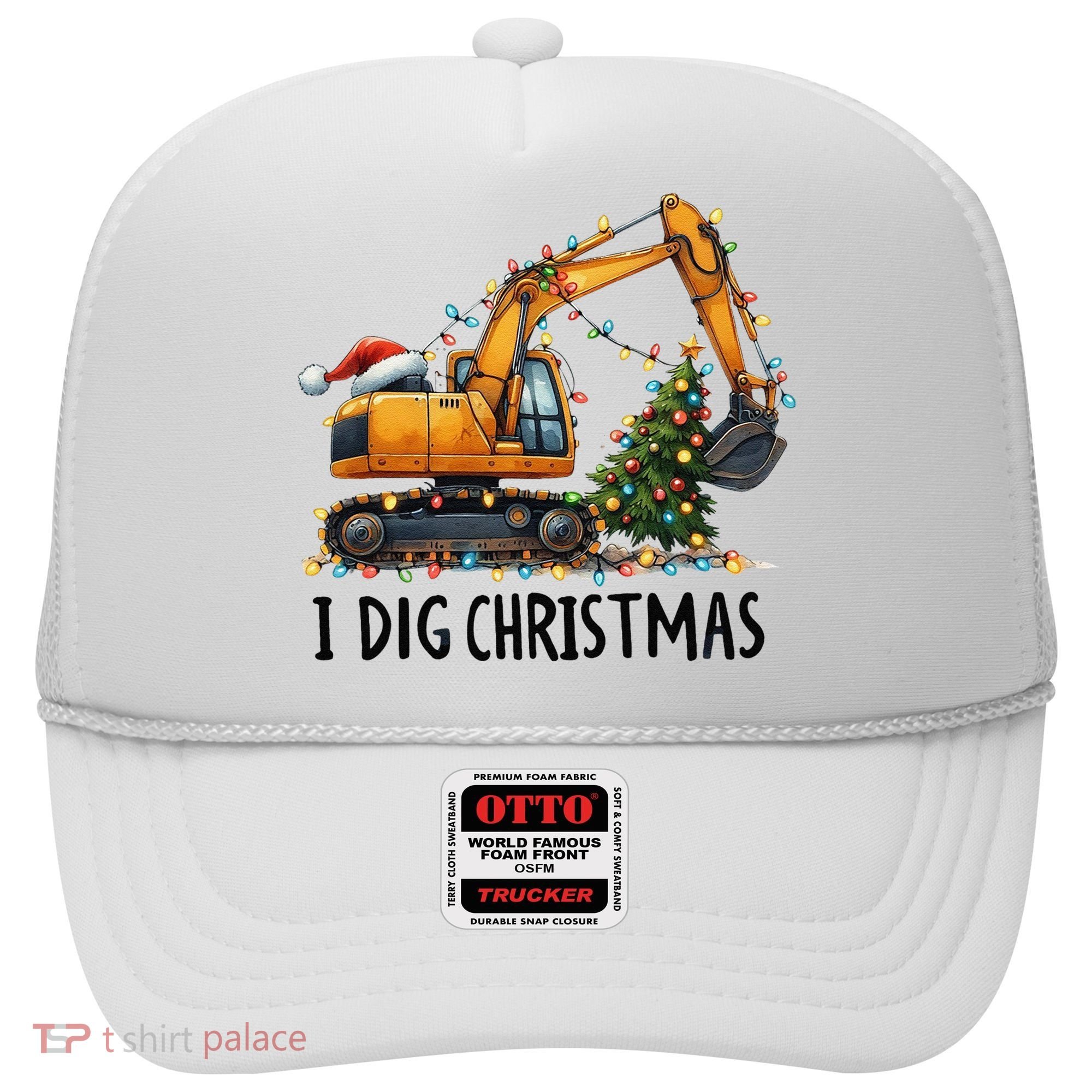 I Dig Christmas Excavator Construction Truck Digging Xmas Hat