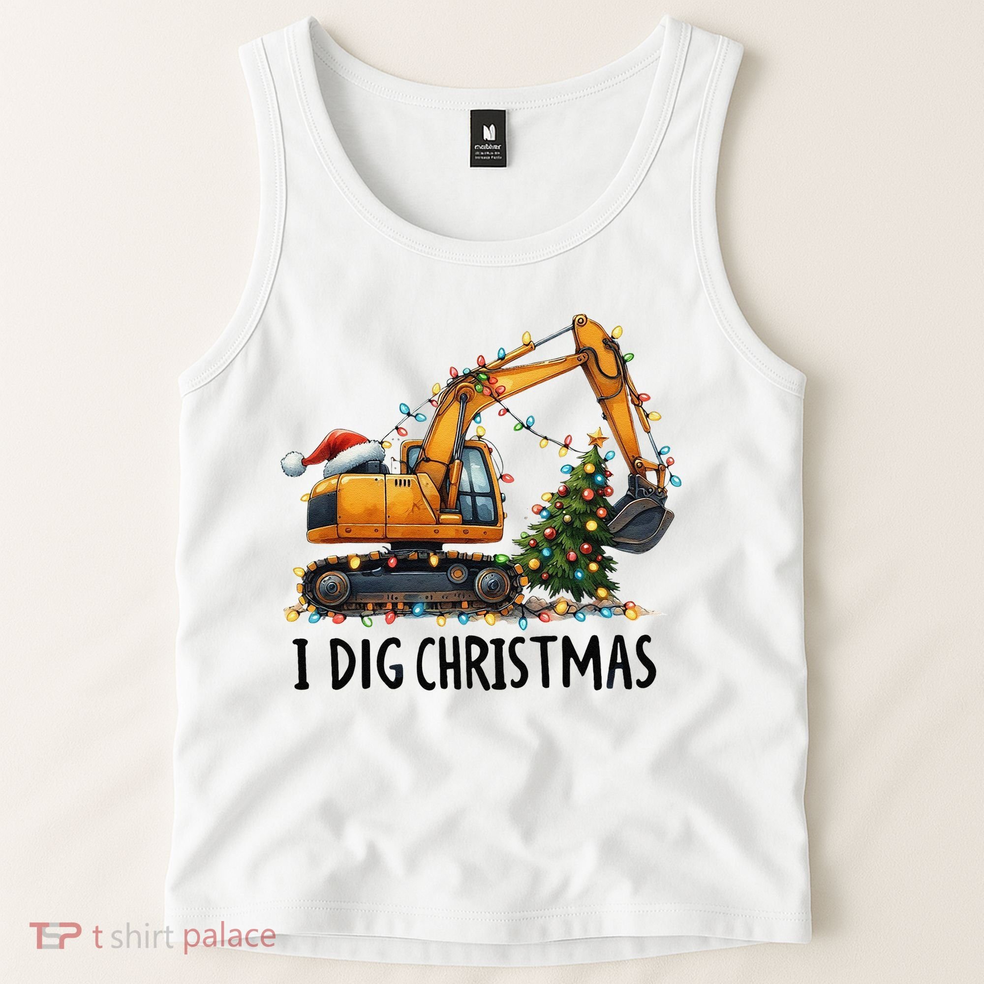I Dig Christmas Excavator Construction Truck Digging Xmas Tank Top