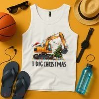 I Dig Christmas Excavator Construction Truck Digging Xmas Tank Top thumb 4