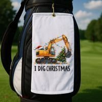 I Dig Christmas Excavator Construction Truck Digging Xmas Golf Towel thumb 2