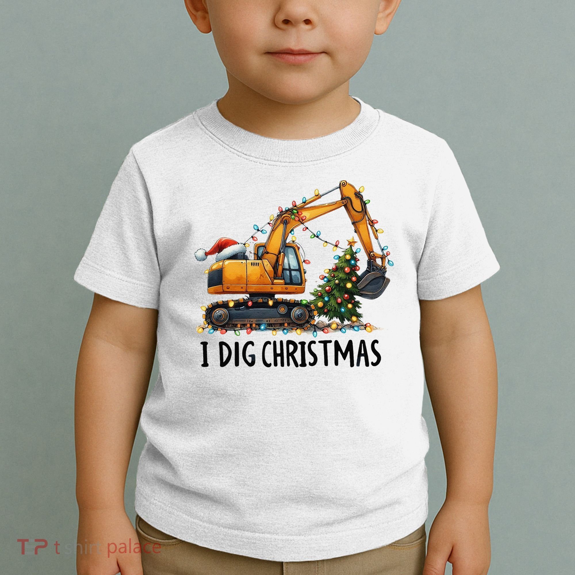 I Dig Christmas Excavator Construction Truck Digging Xmas Toddler T-Shirt