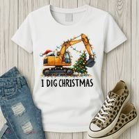 I Dig Christmas Excavator Construction Truck Digging Xmas Women's T-Shirt thumb 3