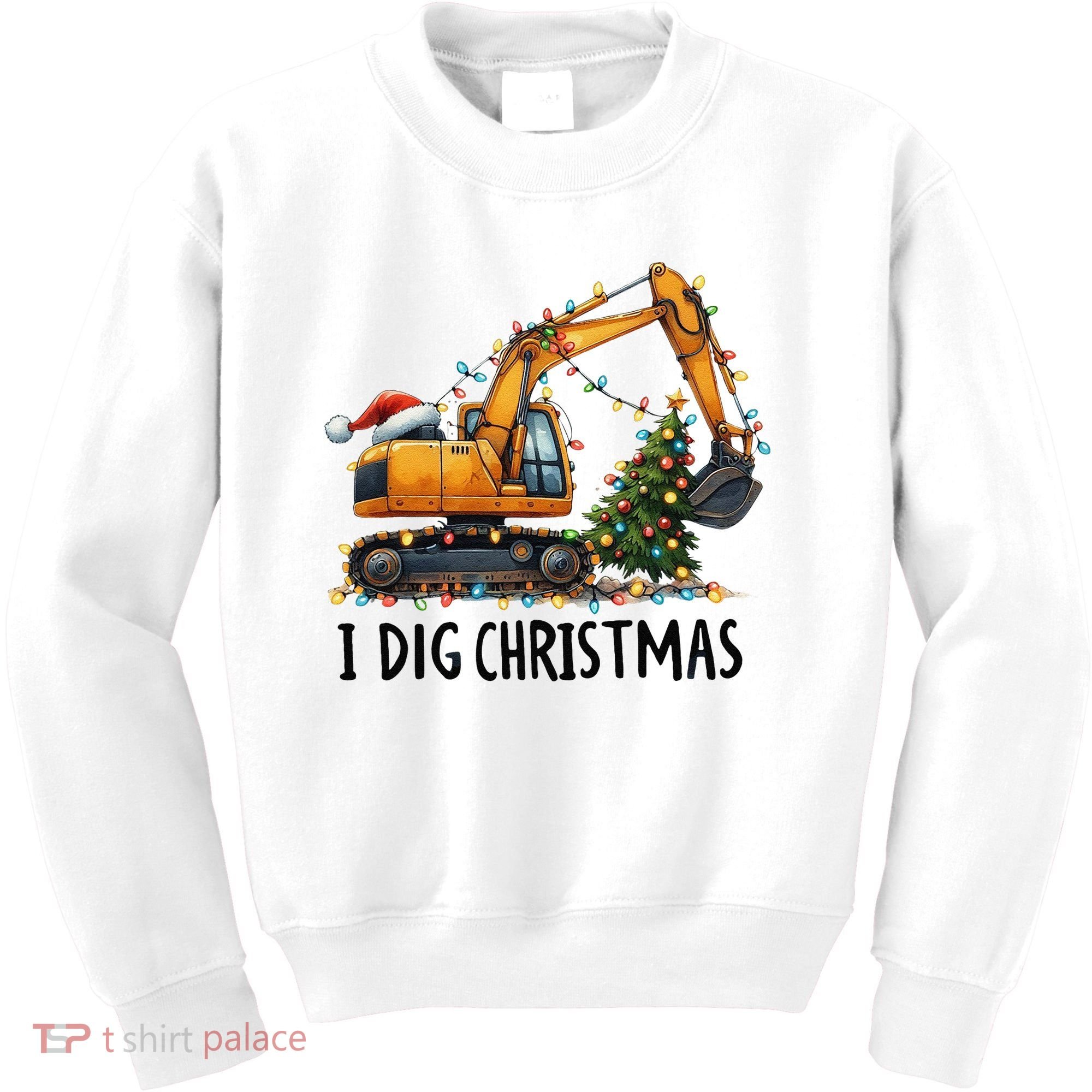 I Dig Christmas Excavator Construction Truck Digging Xmas Kids Sweatshirt