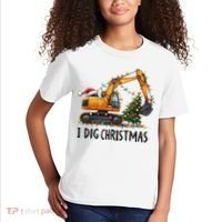 I Dig Christmas Excavator Construction Truck Digging Xmas Kids T-Shirt thumb 2