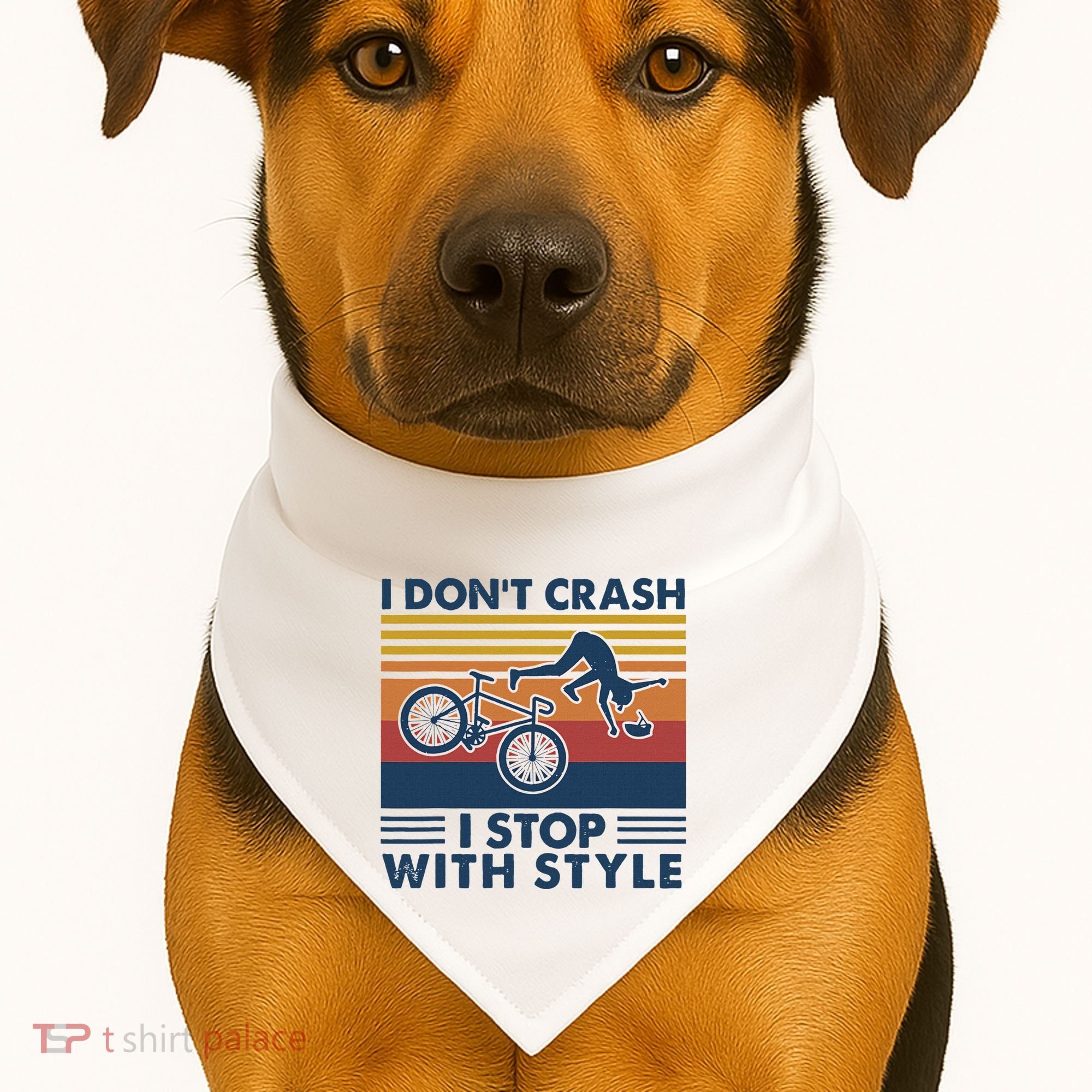 I DonT Crash I Stop With Style Bicycle Funny USA-Made Doggie Bandana