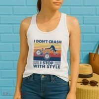 I DonT Crash I Stop With Style Bicycle Funny Women's Tank Top thumb 2