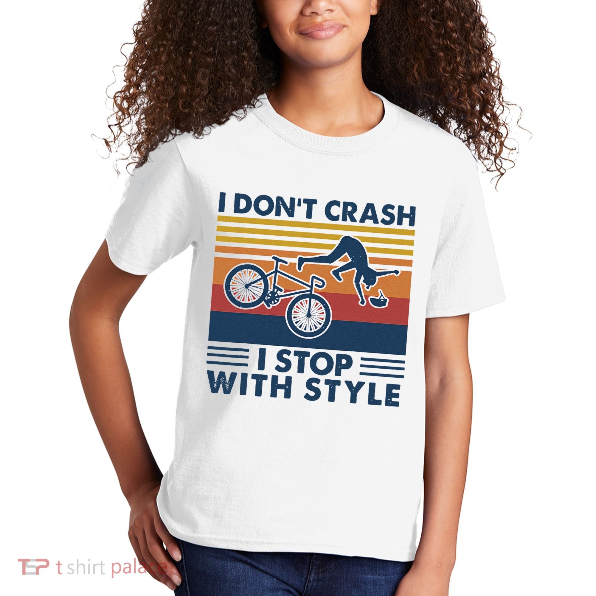 I DonT Crash I Stop With Style Bicycle Funny Kids T-Shirt
