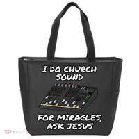 I Do Church Sound For Miracles Ask Jesus Audio Tech Funny Tote Bag thumb 0