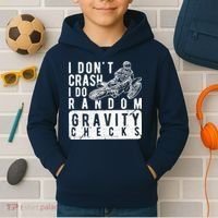 I Don't Crash, I Do Random Gravity Checks Dirt Bike Kids Hoodie thumb 2