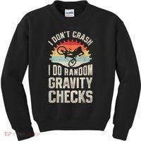 I Dont Crash I Do Random Gravity Checks Mountain Biking Kids Sweatshirt thumb 0