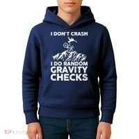 I Don't Crash I Do Random Gravity Checks Mountain Biking Kids Hoodie thumb 4