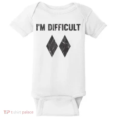 Im Difficult Double Black Diamond Ski Snowboard Baby Bodysuit