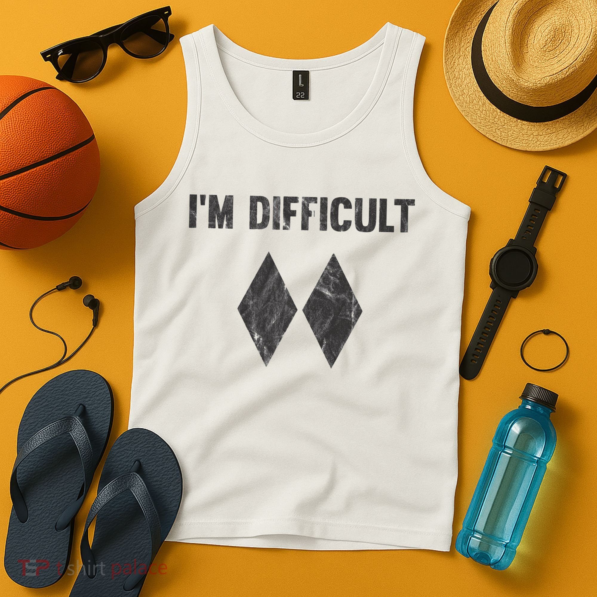 Im Difficult Double Black Diamond Ski Snowboard Tank Top