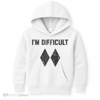 Im Difficult Double Black Diamond Ski Snowboard Kids Hoodie