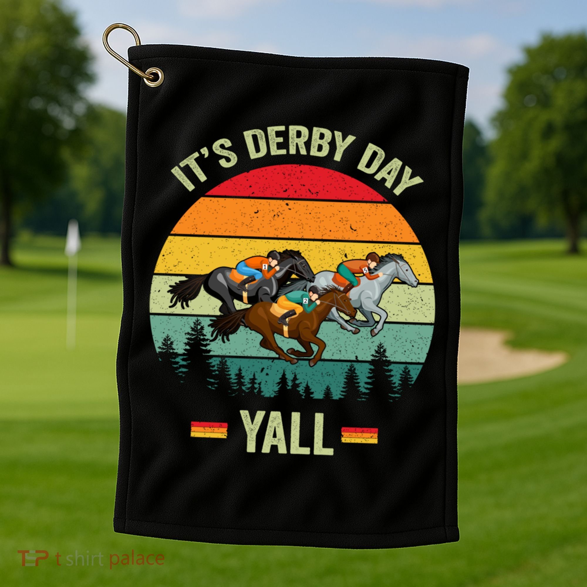 It's Derby Day Yall Retro Derby Horse Racing Lovers Gift Golf Towel