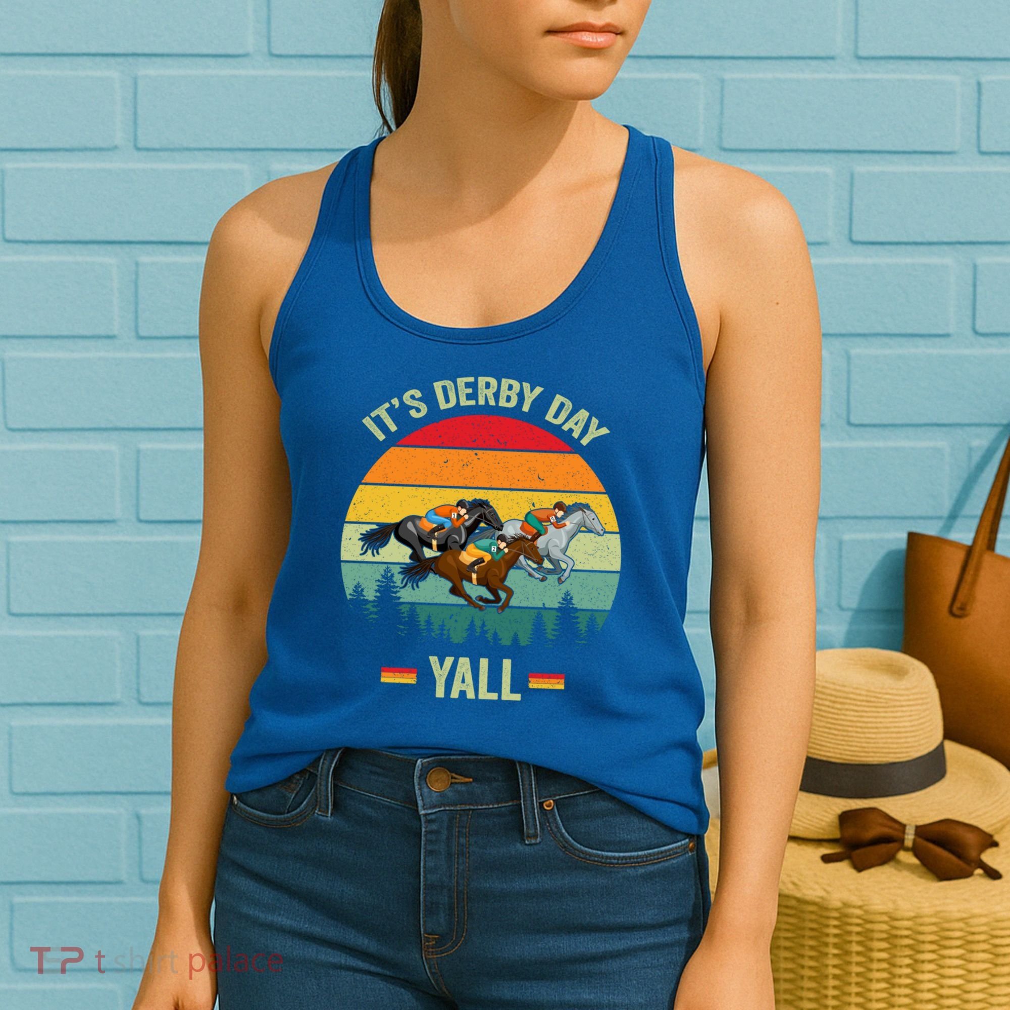 It's Derby Day Yall Retro Derby Horse Racing Lovers Gift Women's Tank Top