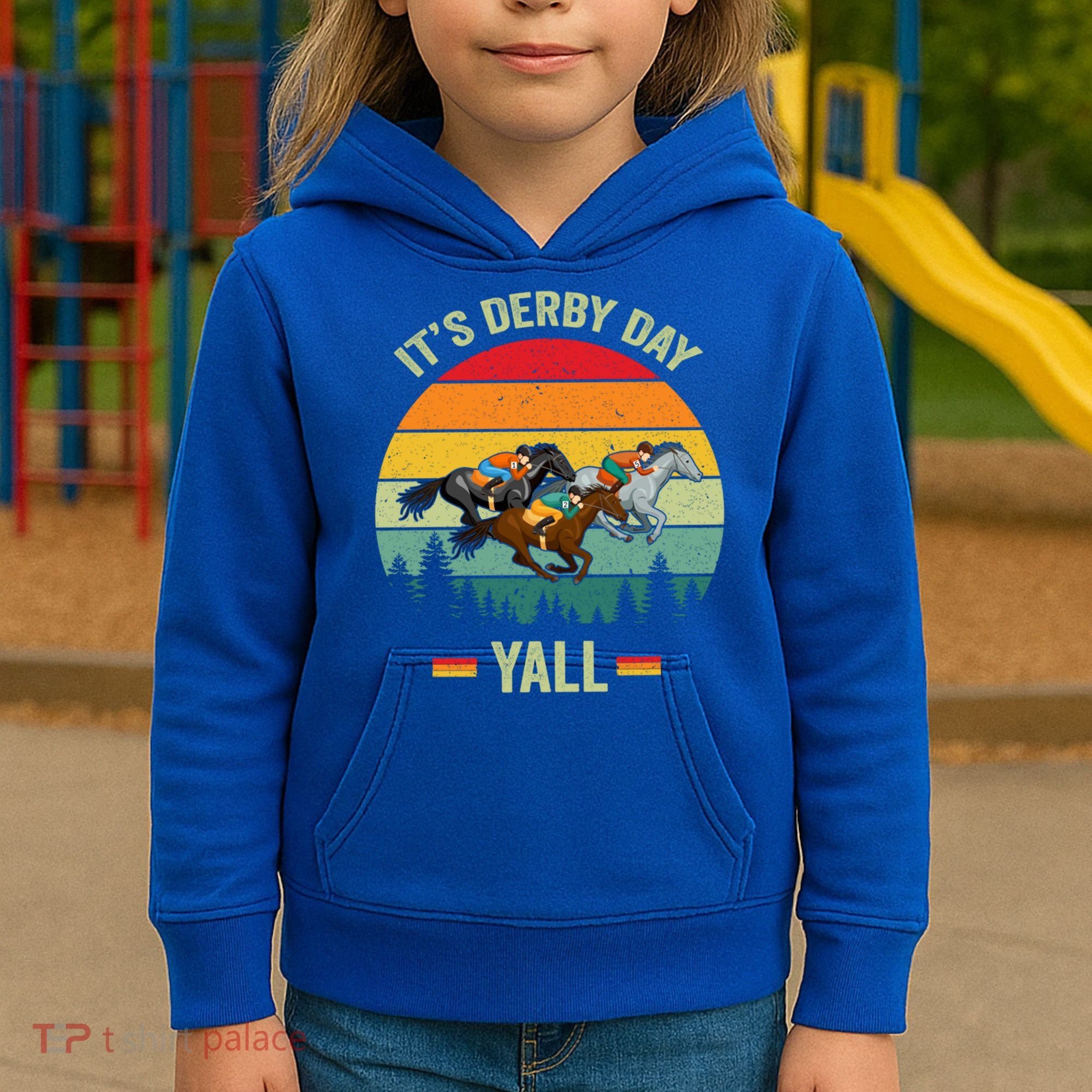 It's Derby Day Yall Retro Derby Horse Racing Lovers Gift Kids Hoodie